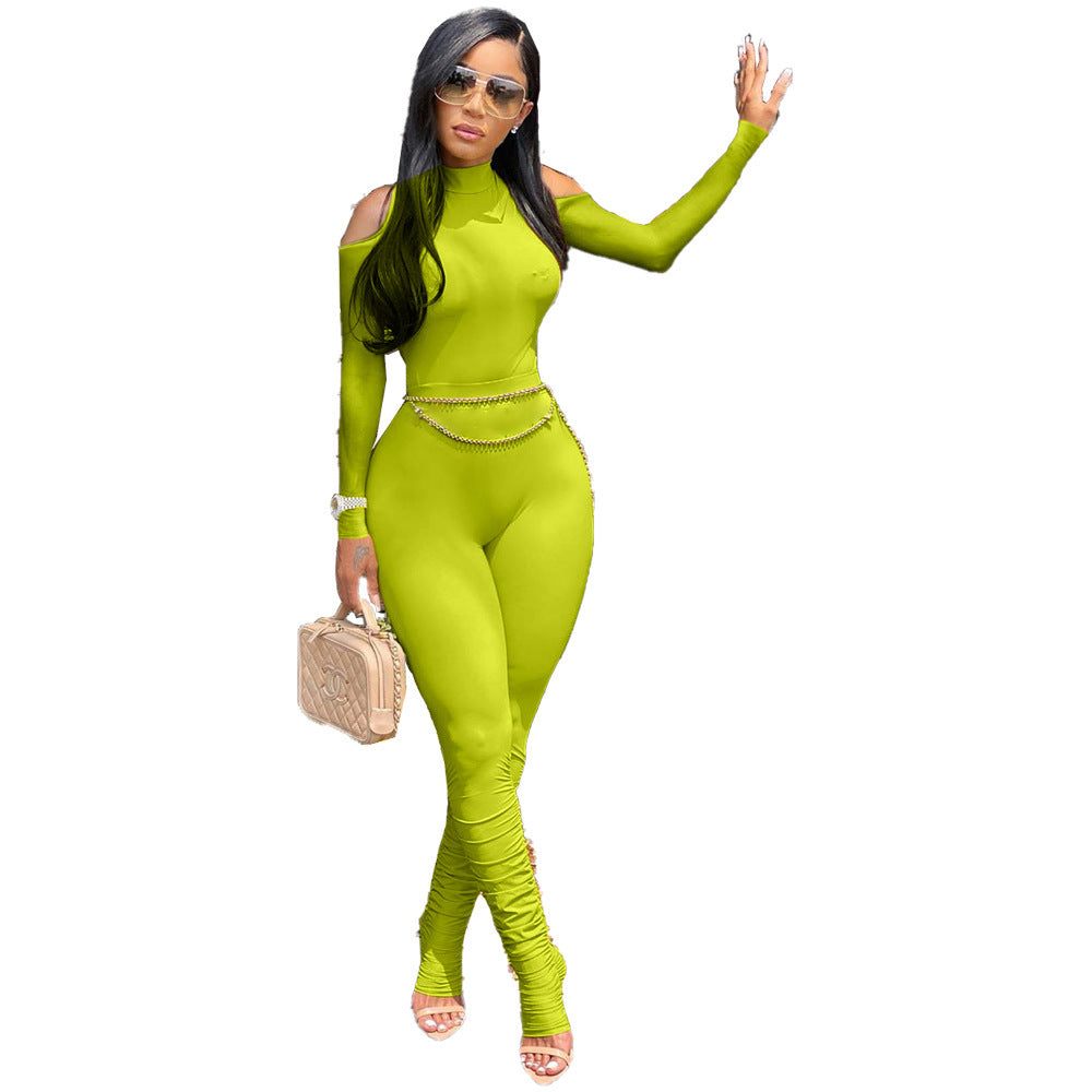 Julia – Long Women's Jumpsuit with Zipper and Pleats