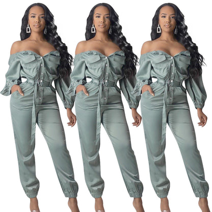 Christina – Streetwear Jumpsuit with Sexy Off-Shoulder Design