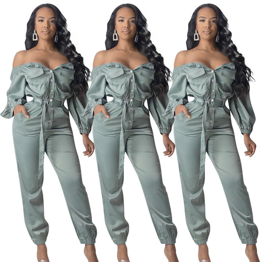 Christina – Streetwear Jumpsuit with Sexy Off-Shoulder Design