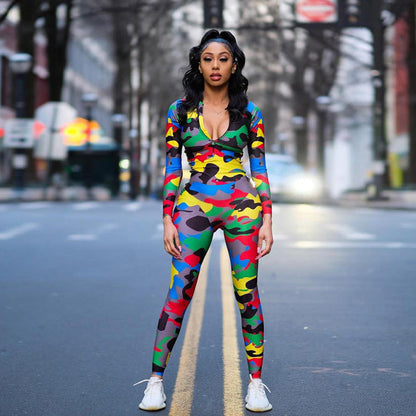 Julia – Camouflage Pattern Yoga Jumpsuit