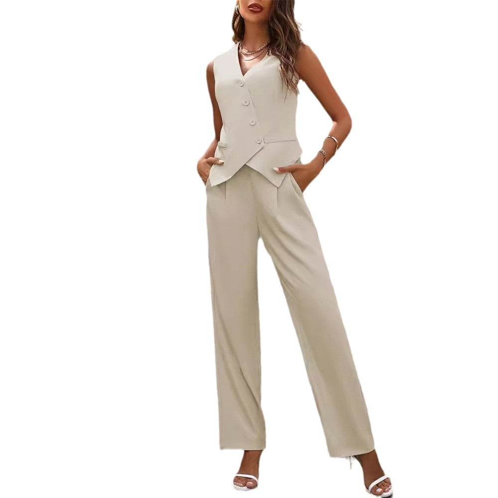 Audrey – Women's Summer Suit with Buttons and Straight Pants