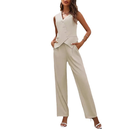 Audrey – Women's Summer Suit with Buttons and Straight Pants