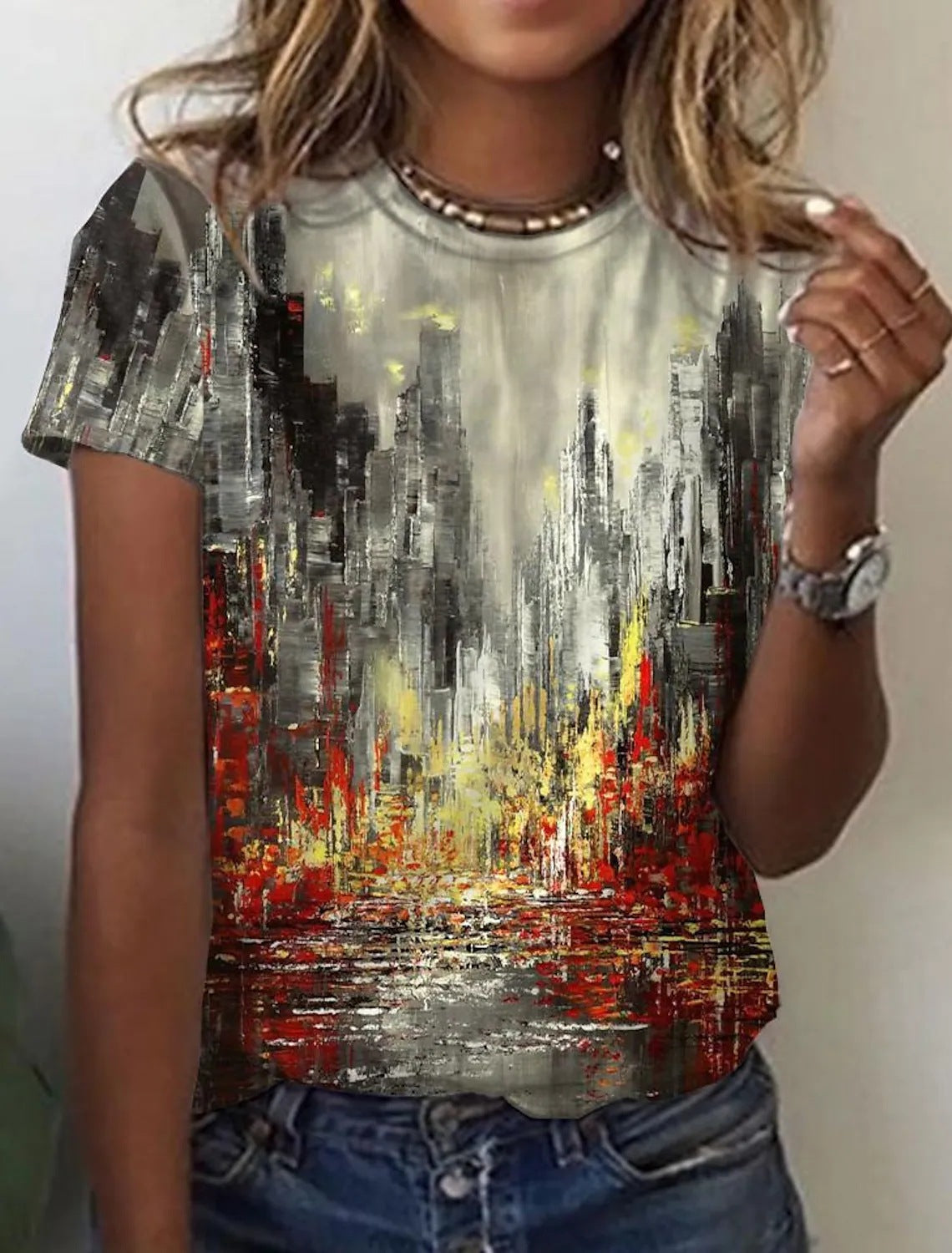 Rebecca – Abstract Retro Print Short Sleeve Shirt