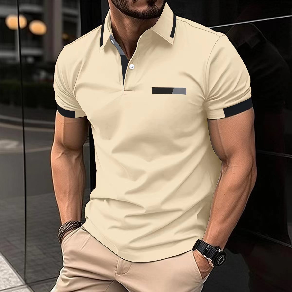 Marc – Men's Polo Shirt with Chest Pocket and Buttons