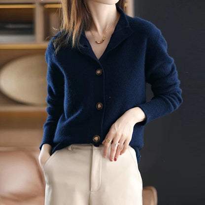 Mandy – Relaxed Knit Cardigan with Stand Collar