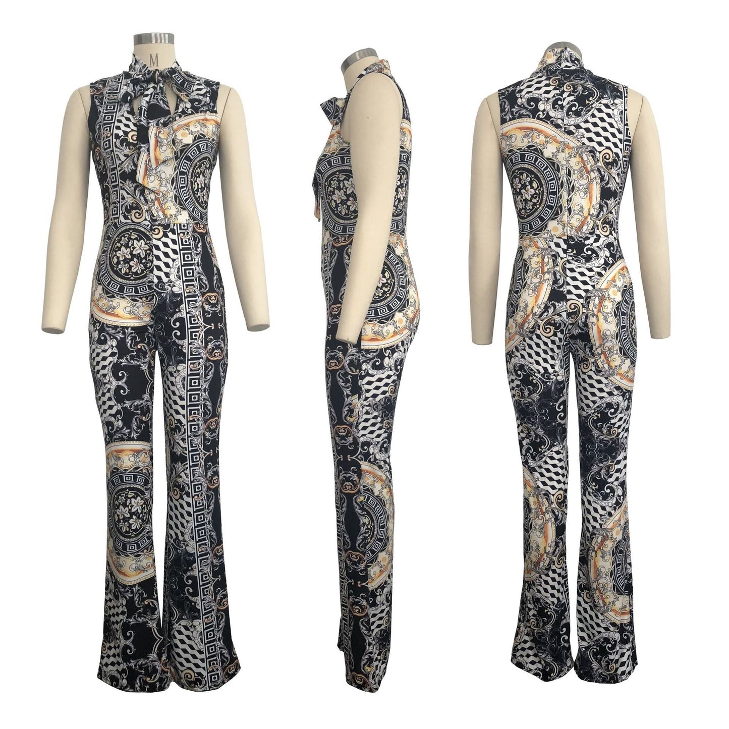 Helen – Sleeveless Women's Jumpsuit with Print