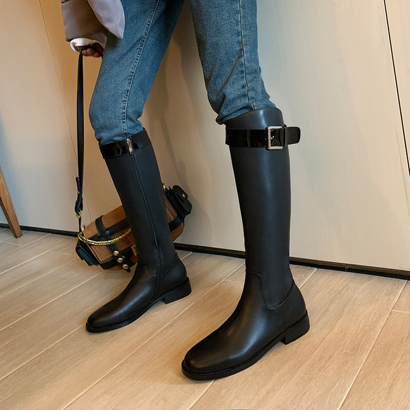 Laura – Retro Round-Toe Knight Boots