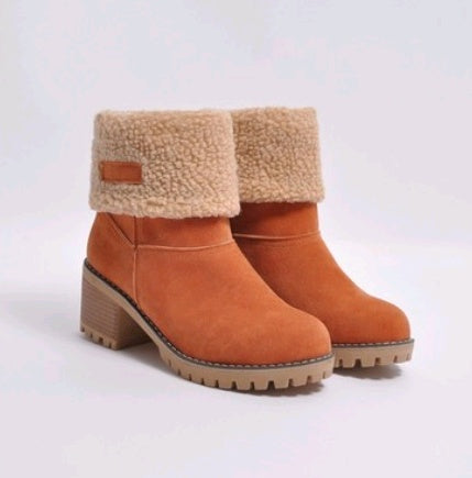 Brenda – Mid-High Thick Heel Boots in Premium Vegan Suede