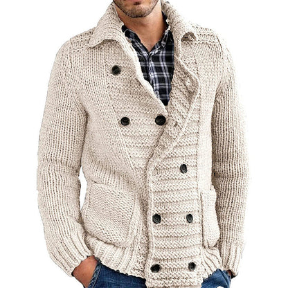 Lionel – Solid Men's Sweater with Lapel and Cardigan Design