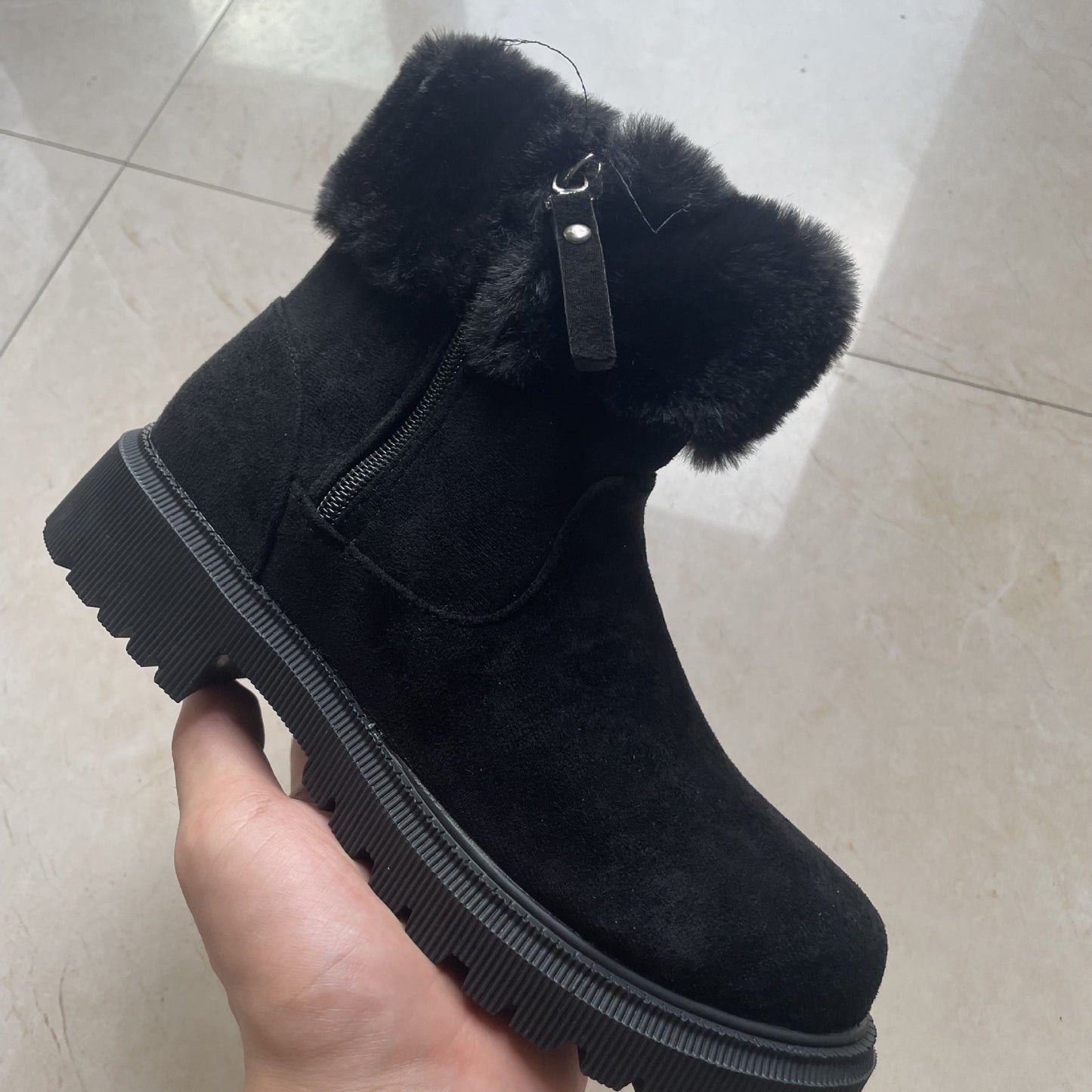 Susan – Warm Plush Boots with Side Zipper