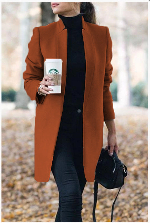 Laurence – Wool Coat with Stand-Up Collar
