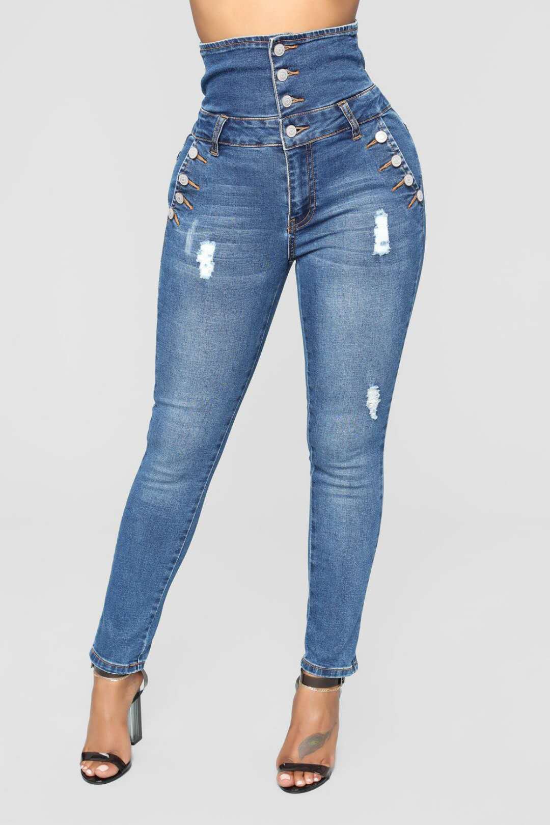 Kimberley – High-Waist Skinny Jeans with Embroidery