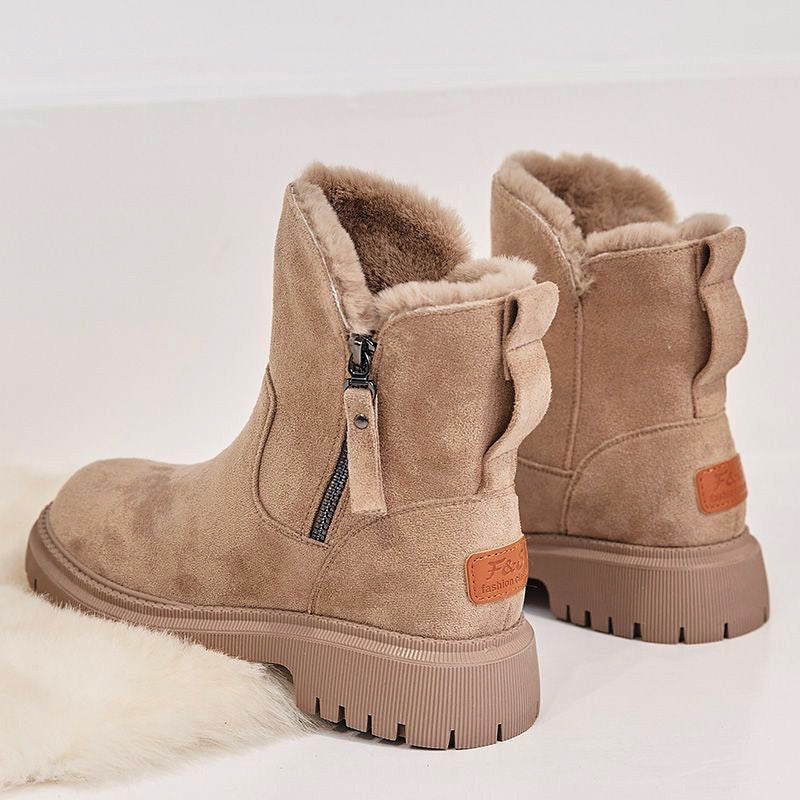 Leah – Thick Plush Snow Boots in Premium Vegan Suede with Non-Slip Sole