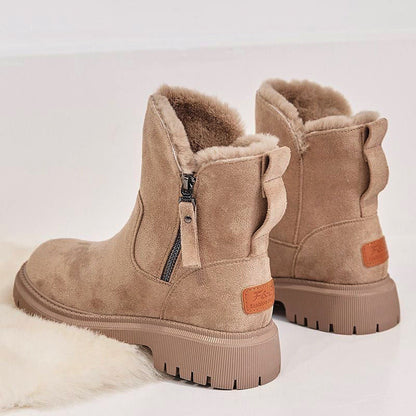 Leah – Thick Plush Snow Boots in Premium Vegan Suede with Non-Slip Sole