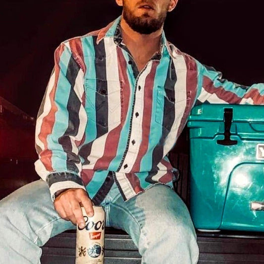 Ricky – Casual Men's Shirt with Retro Print and Long Sleeves