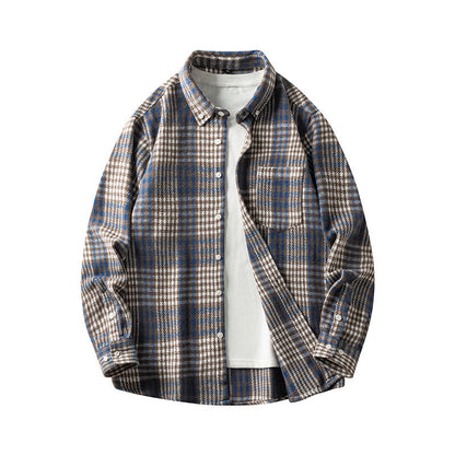 Leonard – Long Sleeve Men's Flannel Shirt with Plaid Pattern