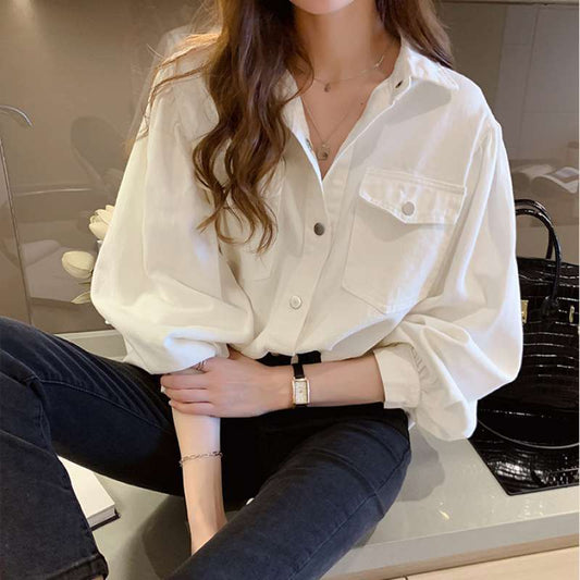 Clara – Fashionable Women's Blouse with Pockets and Long Sleeves