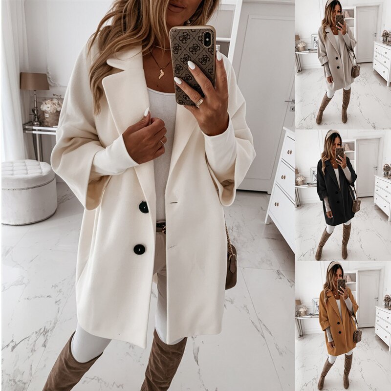 Gillian – Elegant Long Women's Wool Blend Coat