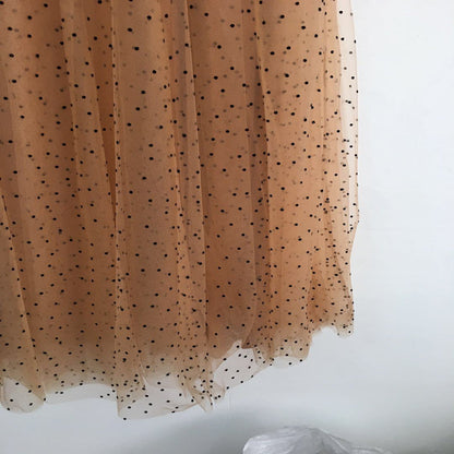 Betty – Polka Dot Mesh Skirt with High Elastic Waist