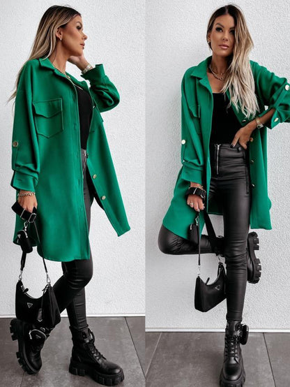 Miranda – Mid-Length Women's Jacket with Sleeve Button Detail