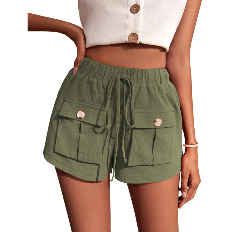 Natalie – Comfortable Summer Cargo Shorts with Pocket and Relaxed Drawstring