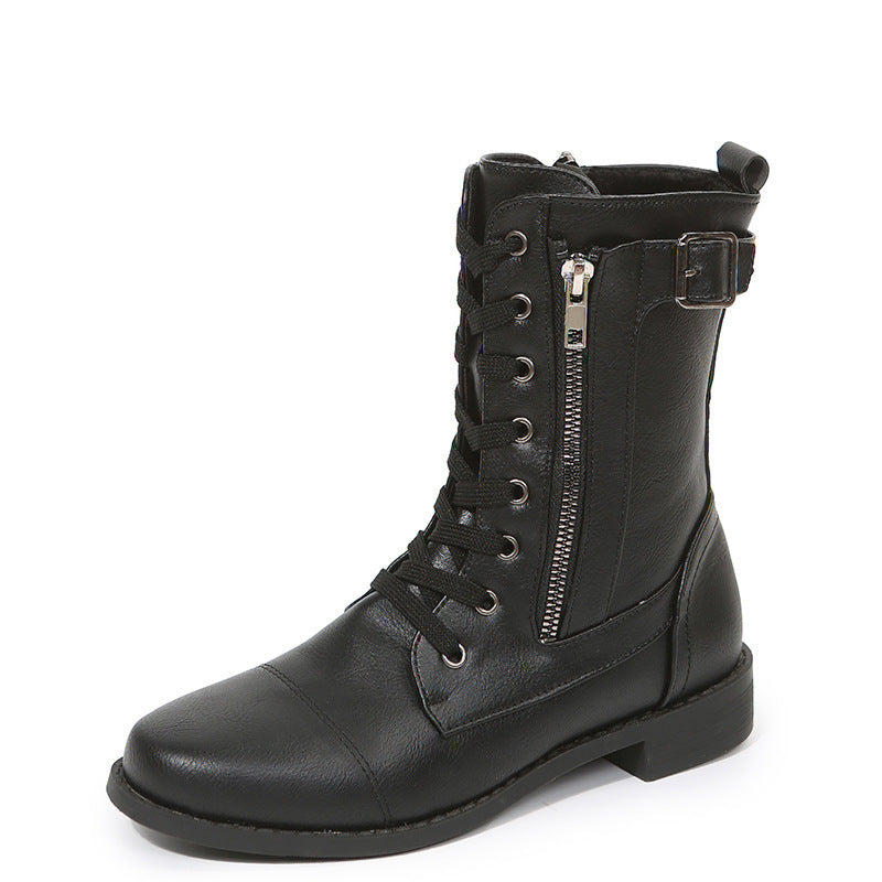 Lynda – Women's Lace-Up Ankle Boots with Side Zipper