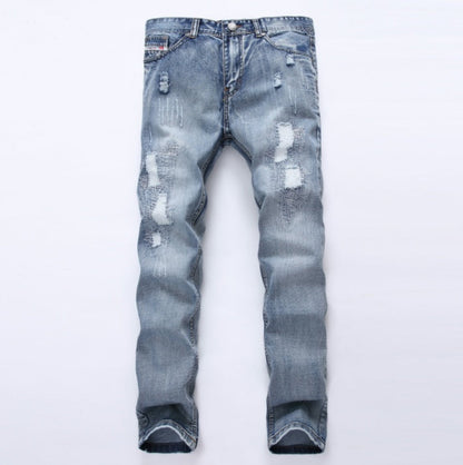 Damian – Slim Fit Men's Jeans with Rips in Light Blue