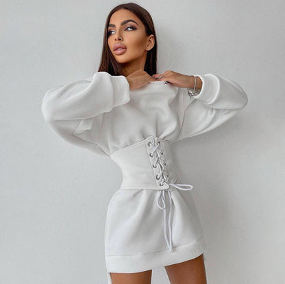 Joy – Long Sleeve Lace-Up Tunic Dress