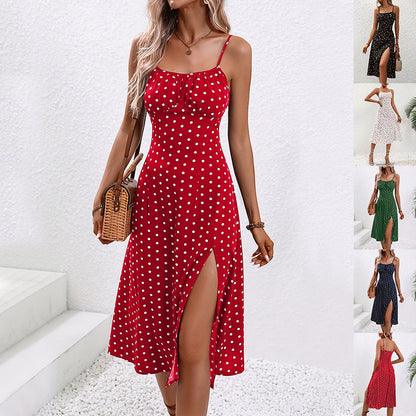 Claire – Summer Maxi Dress with Polka Dot Pattern and Sexy Slit