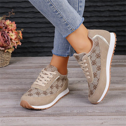 Jessica – Floral Pattern Lace-Up Lightweight Breathable Sneakers for Women