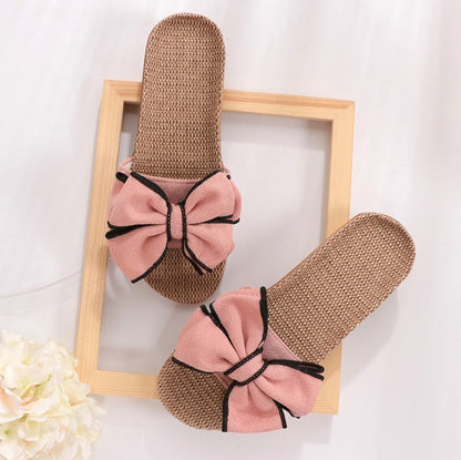 Faith – Summer Loafers with Bow and Flat Linen
