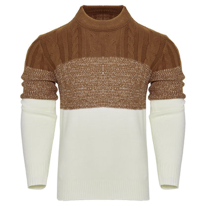 Callum – Casual Color Block Long Sleeve Sweater with Cable Knit