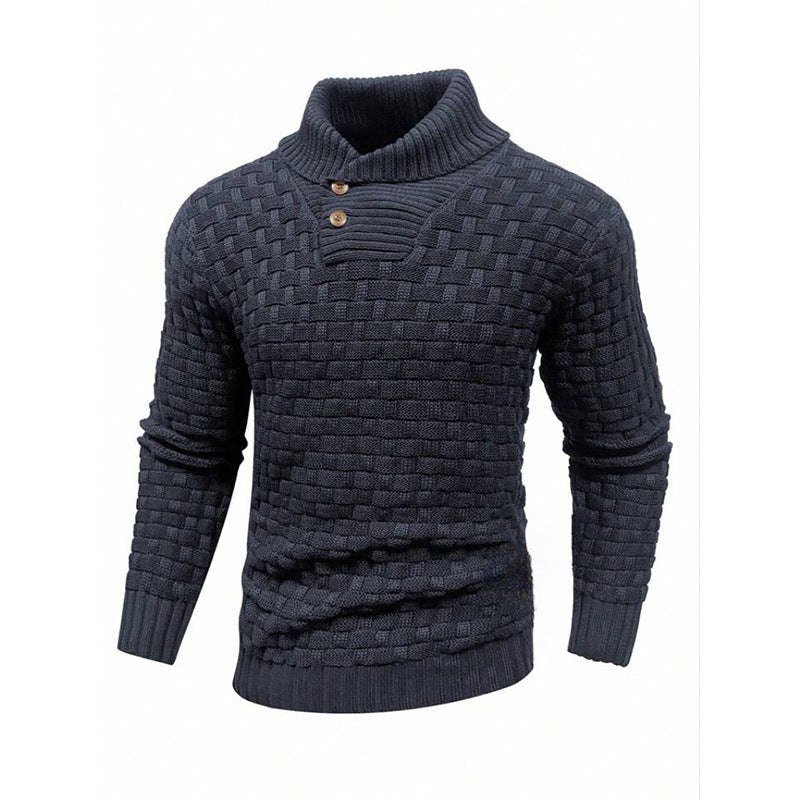 Alan – Slim Fit Men's Turtleneck Sweater with Button Design