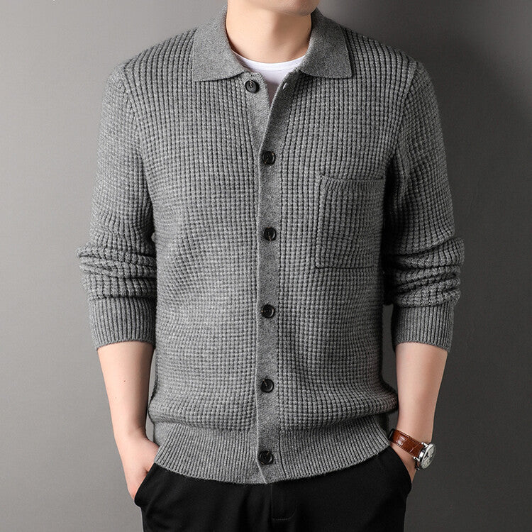 Frank – Twist Jacquard Lapel Cardigan for Men