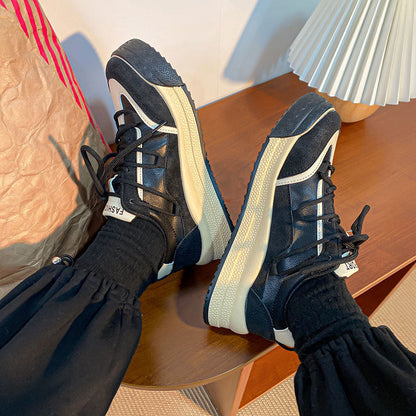 Ruth – Casual Sneakers in Milk Tea Tones with Thick Sole