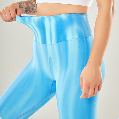 Susan – Seamless High-Waisted Yoga Pants with Aurora Tie-Dye Print