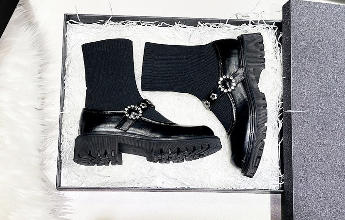 Rose – Thick-Sole Women's Sock Boots in Martin Style