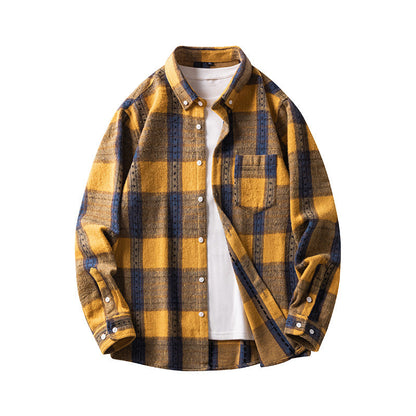 Leonard – Long Sleeve Men's Flannel Shirt with Plaid Pattern