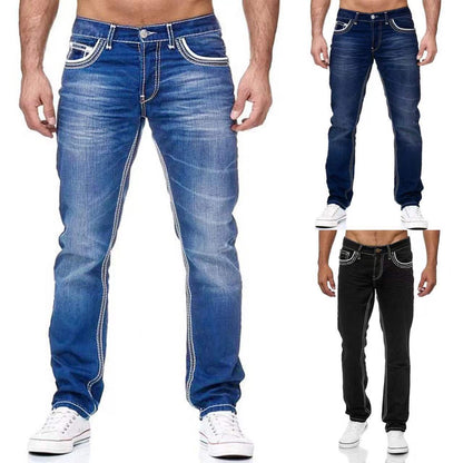 Robbie – Men's Jeans with Pockets, Straight Cut, Business Casual Daily Streetwear