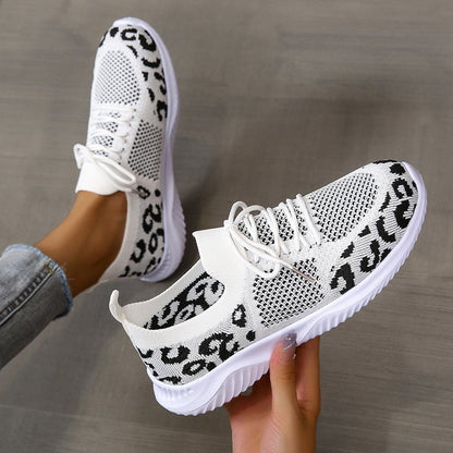 Sarah – Leopard Print Lace-Up Sneakers for Women
