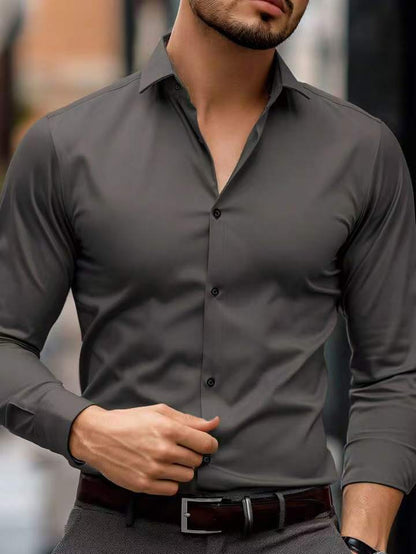 Miles – Business Shirt with Lapel and Solid Design