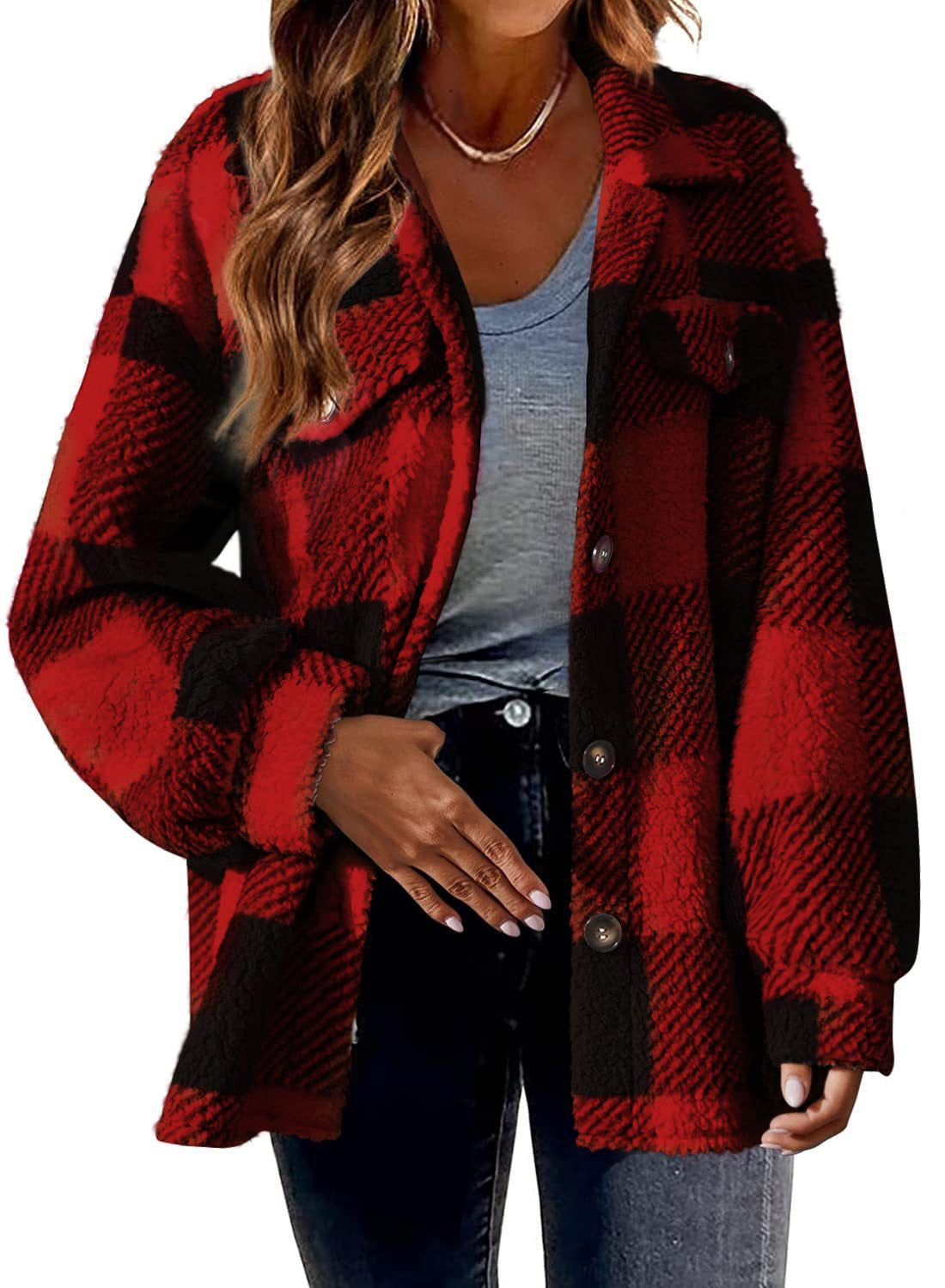 Amy – Plaid Wool Jacket with Pockets