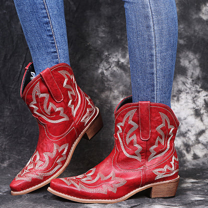 Mary – Embroidered Cowgirl Boots with Wedge Heel
