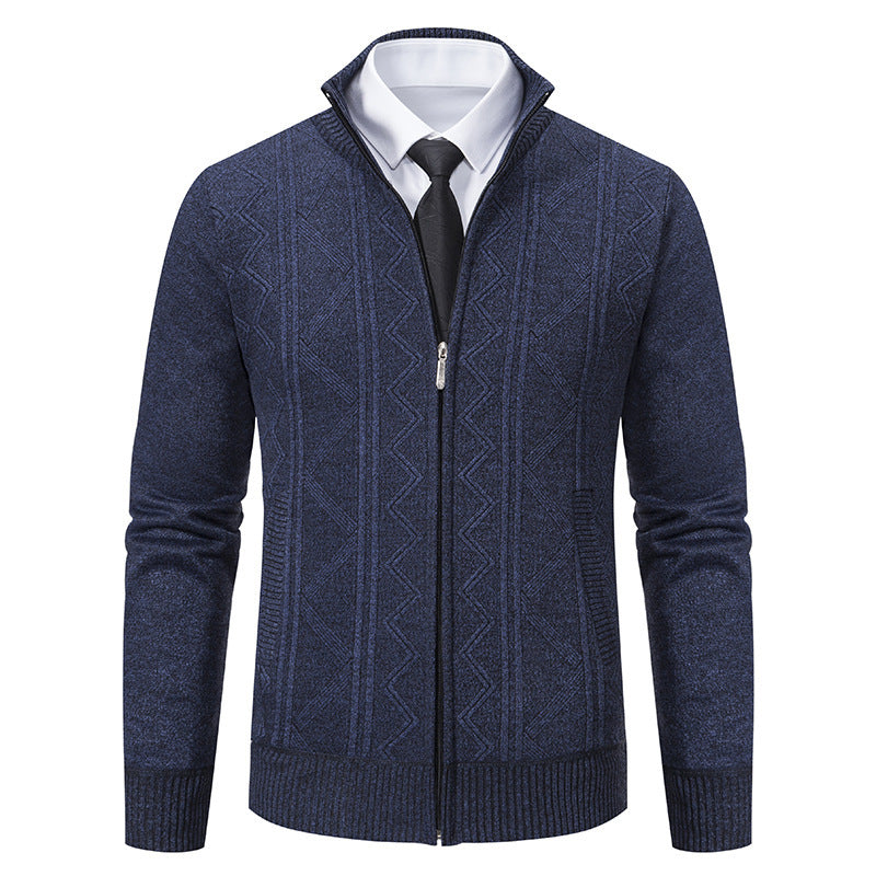 Bernard – Wool Men's Cardigan with Stand Collar for Fall and Winter