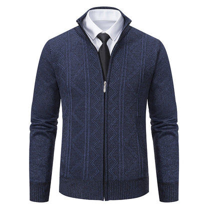 Bernard – Wool Men's Cardigan with Stand Collar for Fall and Winter
