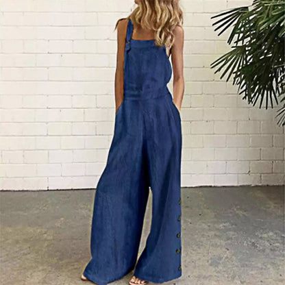 Angela – Casual Jumpsuit with Side Pockets and Wide Legs