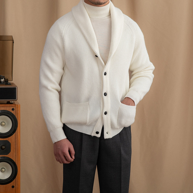 James – Thick Vintage Men's Cardigan in Retro Style