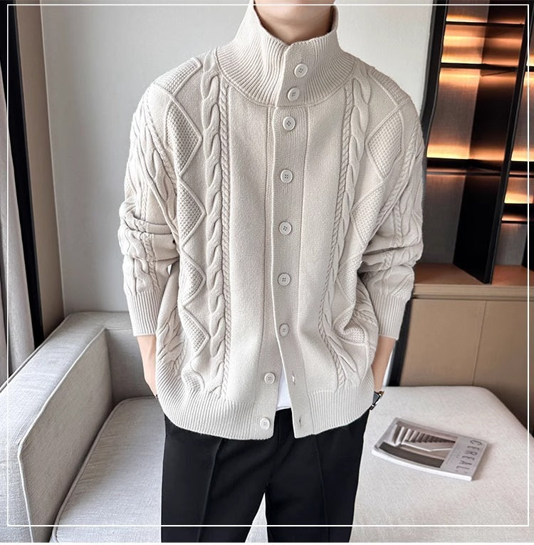 Abigail – Simple Cardigan with Retro Collar and Long Sleeves
