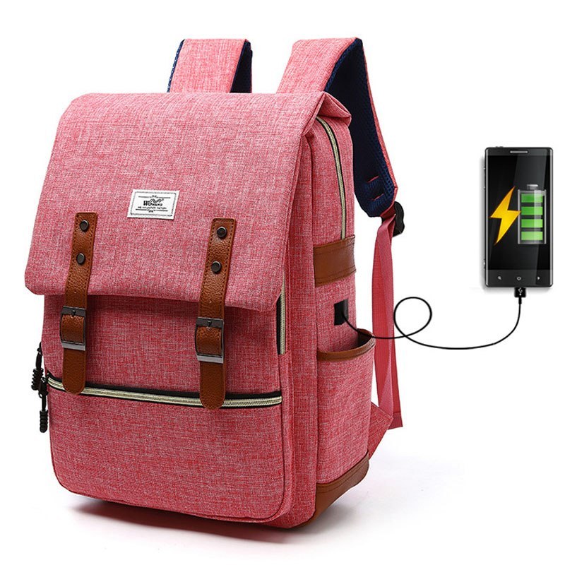 Luke – Vintage Unisex Canvas Backpack with USB Charging Feature