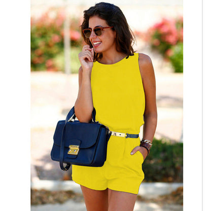 Janet – Backless Women's Jumpsuit with Waist Belt